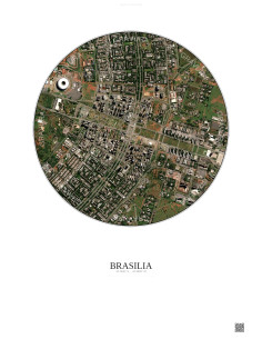 Affiche Brasilia – Poster vue satellite 2.5km Couleur | Gravura – Fond clair