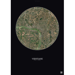 Affiche Vientiane – Poster vue satellite 10km Couleur | Gravura – Fond foncé