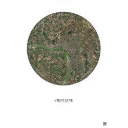 Affiche Vientiane – Poster vue satellite 10km Couleur | Gravura – Fond clair
