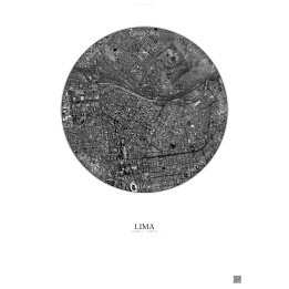 Affiche Lima – Poster vue satellite 2.5km N&B | Gravura – Fond clair