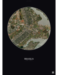 Affiche Brasilia – Poster vue satellite 6km Couleur | Gravura – Fond foncé
