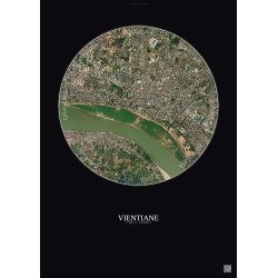Affiche Vientiane – Poster vue satellite 2.5km Couleur | Gravura – Fond foncé