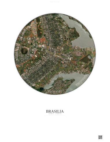 Affiche Brasilia – Poster vue satellite 6km Couleur | Gravura – Fond clair