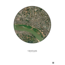 Affiche Vientiane – Poster vue satellite 2.5km Couleur | Gravura – Fond clair