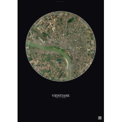 Affiche Vientiane – Poster vue satellite 6km Couleur | Gravura – Fond foncé