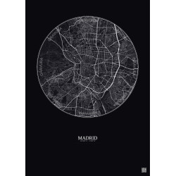 Affiche Madrid – Poster carte de ville 6km | Gravura – Fond foncé