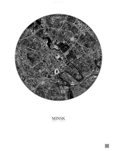 Affiche Minsk – Poster vue satellite 2.5km N&B | Gravura – Fond clair