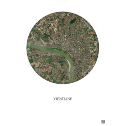 Affiche Vientiane – Poster vue satellite 6km Couleur | Gravura – Fond clair