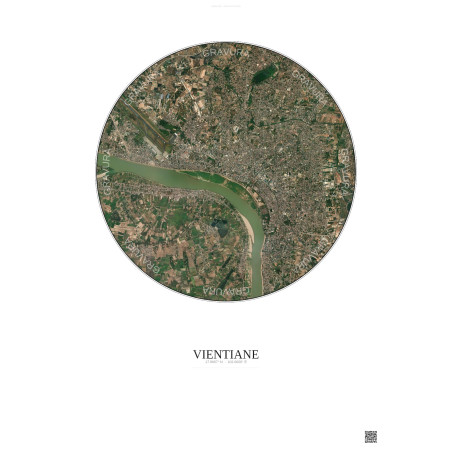 Affiche Vientiane – Poster vue satellite 6km Couleur | Gravura – Fond clair