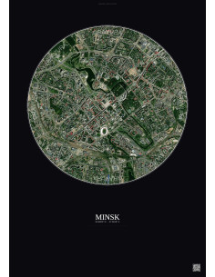 Affiche Minsk – Poster vue satellite 2.5km Couleur | Gravura – Fond foncé