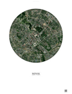 Affiche Minsk – Poster vue satellite 2.5km Couleur | Gravura – Fond clair