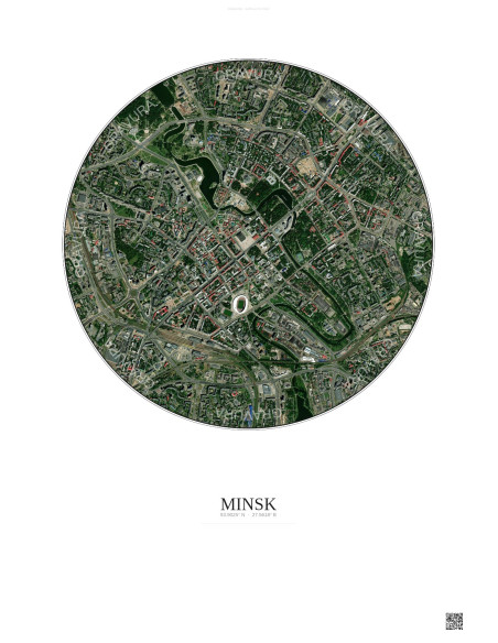 Affiche Minsk – Poster vue satellite 2.5km Couleur | Gravura – Fond clair