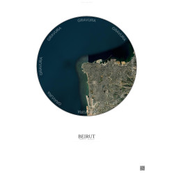 Affiche Beirut – Poster vue satellite 10km Couleur | Gravura – Fond clair