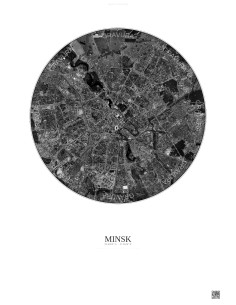 Affiche Minsk – Poster vue satellite 6km N&B | Gravura – Fond clair