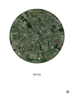 Affiche Minsk – Poster vue satellite 6km Couleur | Gravura – Fond clair