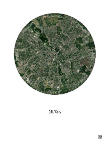 Affiche Minsk – Poster vue satellite 6km Couleur | Gravura – Fond clair