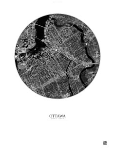 Ottawa Satellite View Poster 2.5km B&W | Gravura – Light background