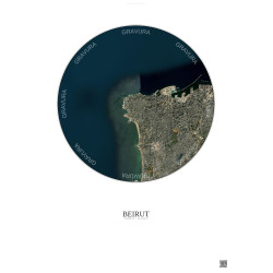 Affiche Beirut – Poster vue satellite 6km Couleur | Gravura – Fond clair