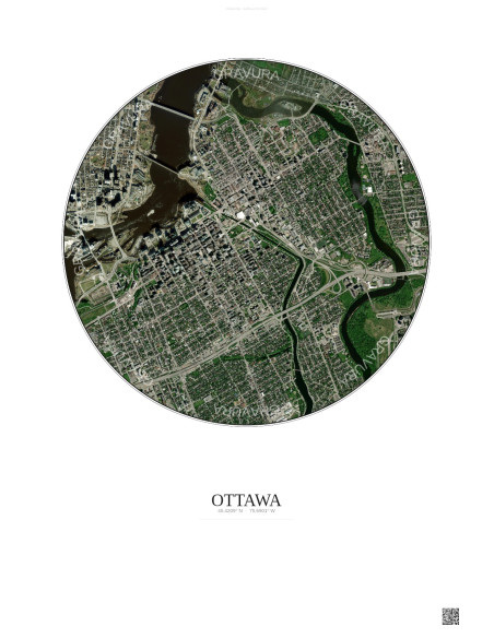 Ottawa Satellite View Poster 2.5km Color | Gravura – Light background