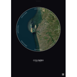 Affiche Colombo – Poster vue satellite 10km Couleur | Gravura – Fond foncé