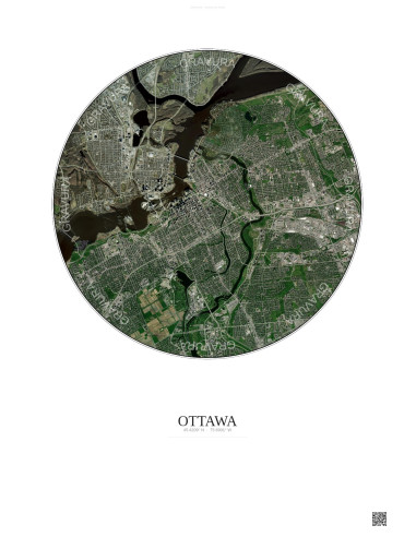 Affiche Ottawa – Poster vue satellite 6km Couleur | Gravura – Fond clair