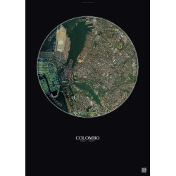 Affiche Colombo – Poster vue satellite 2.5km Couleur | Gravura – Fond foncé