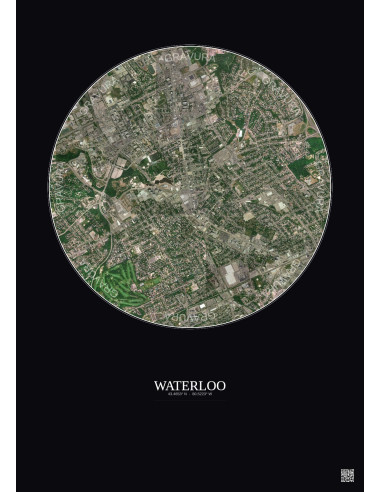 Affiche Waterloo – Poster vue satellite 2.5km Couleur | Gravura – Fond foncé