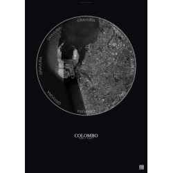 Affiche Colombo – Poster vue satellite 6km N&B | Gravura – Fond foncé