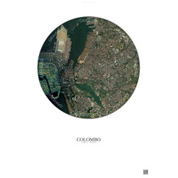 Affiche Colombo – Poster vue satellite 2.5km Couleur | Gravura – Fond clair