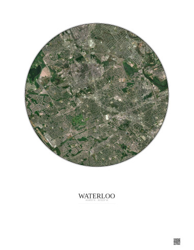 Affiche Waterloo – Poster vue satellite 5km Couleur | Gravura – Fond clair