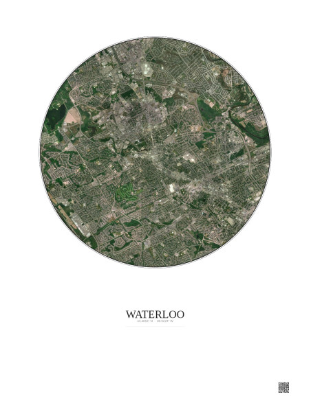 Affiche Waterloo – Poster vue satellite 5km Couleur | Gravura – Fond clair