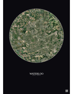 Waterloo Satellite View Poster 10km Color | Gravura – Dark background