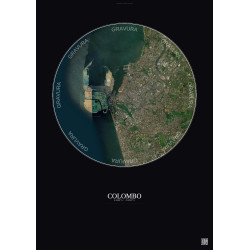 Affiche Colombo – Poster vue satellite 6km Couleur | Gravura – Fond foncé