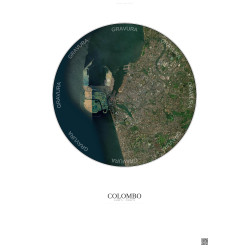 Affiche Colombo – Poster vue satellite 6km Couleur | Gravura – Fond clair
