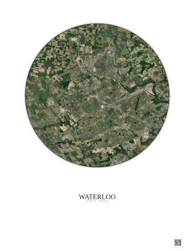 Waterloo Satellite View Poster 10km Color | Gravura – Light background