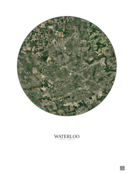 Waterloo Satellite View Poster 10km Color | Gravura – Light background
