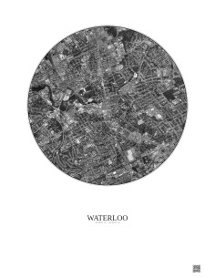 Waterloo Satellite View Poster 2.5km B&W | Gravura – Light background