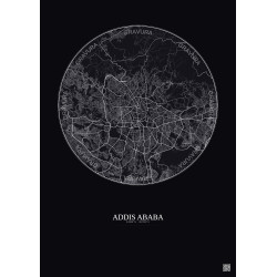 Affiche Addis Ababa – Poster carte de ville 10km | Gravura – Fond foncé