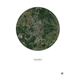Affiche Vilnius – Poster vue satellite 10km Couleur | Gravura – Fond clair