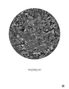 Waterloo Satellite View Poster 10km B&W | Gravura – Light background