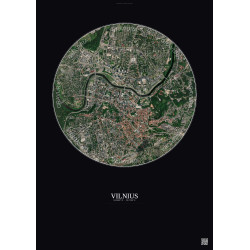 Affiche Vilnius – Poster vue satellite 2.5km Couleur | Gravura – Fond foncé
