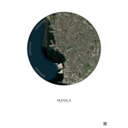 Affiche Manila – Poster vue satellite 10km Couleur | Gravura – Fond clair