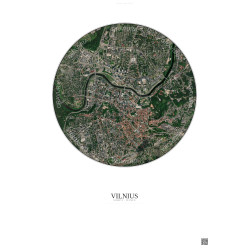 Affiche Vilnius – Poster vue satellite 2.5km Couleur | Gravura – Fond clair