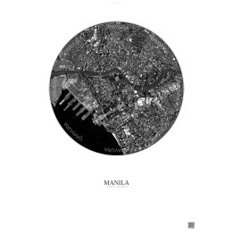 Affiche Manila – Poster vue satellite 2.5km N&B | Gravura – Fond clair