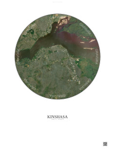 Affiche Kinshasa – Poster vue satellite 10km Couleur | Gravura – Fond clair