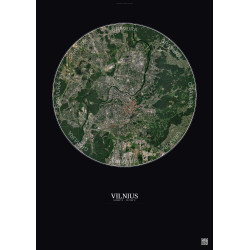 Affiche Vilnius – Poster vue satellite 6km Couleur | Gravura – Fond foncé