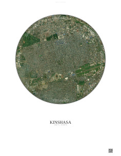 Affiche Kinshasa – Poster vue satellite 2.5km Couleur | Gravura – Fond clair