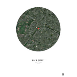Paris - Vue satellite personnalisée 5 km · Couleur · Fond clair