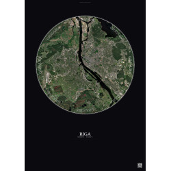 Affiche Riga – Poster vue satellite 10km Couleur | Gravura – Fond foncé
