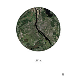 Affiche Riga – Poster vue satellite 10km Couleur | Gravura – Fond clair